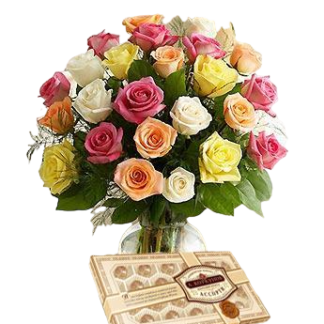 25 colorful roses with chokolates | Flower Delivery Krasnodar