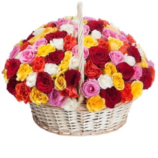 51 colorful roses in the basket | Flower Delivery Krasnodar